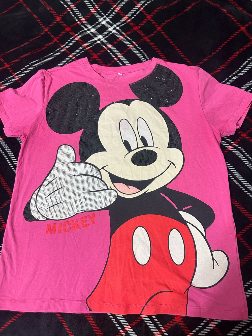 Disney Pink Mickey Mouse Graphic Tee with Red Accent